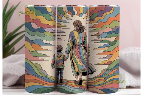 Mother & Child Stained Glass Tumbler Sublimation PixelChick 