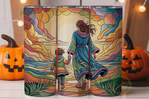 Mother & Child Stained Glass Tumbler Sublimation PixelChick 