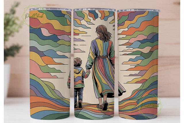 Mother & Child Stained Glass Tumbler Sublimation PixelChick 