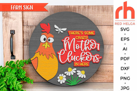 Mother Clucker Door Sign SVG, Farm Chicken Hanger Cut File SVG RedHelgaArt 