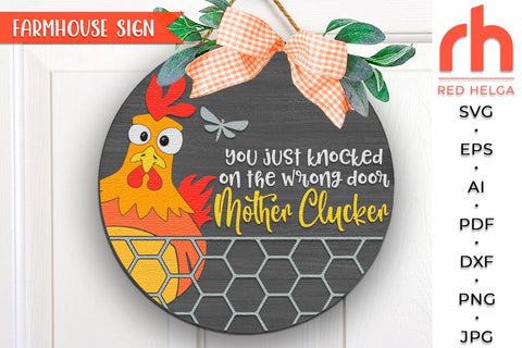 Mother Clucker SVG, Farm Door Sign DXF, Farmhouse Cut File SVG RedHelgaArt 