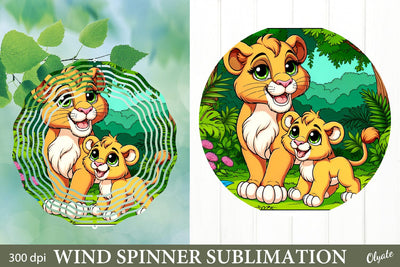 Mother Day Wind Spinner PNG. Mom and Baby Lion PNG Sublimation Olga Terlyanskaya 