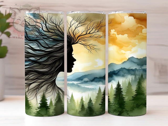 Mother Earth 20oz Spiritual Tumbler, Nature Tumbler Wrap, Earth Goddess Tumbler, 20oz Tumbler Design, Sublimation Tumbler Wrap, Spiritual Tumbler Wrap, Boho Earth Tumbler Sublimation Lara' s Designs 