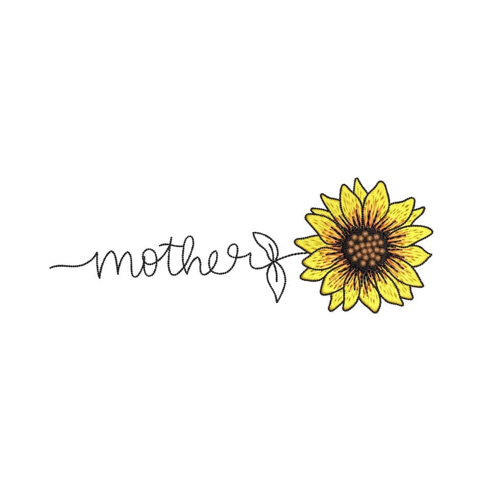 Mother Embroidery Design, Sunflower Embroidery Design, Mother's Day ...