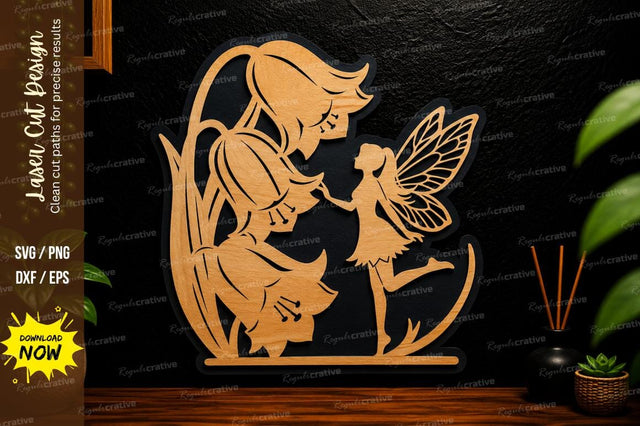 Mother Fairy Scene Laser Cut Svg Design SVG Regulrcrative 