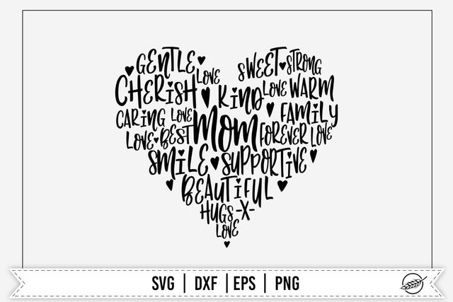 Mother heart wordcloud SVG SVG Boertiek 