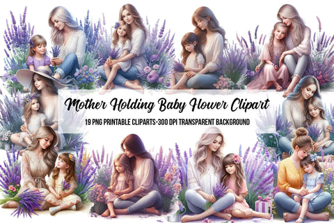 Mother Holding Baby Flower Clipart Sublimation Rupkotha 