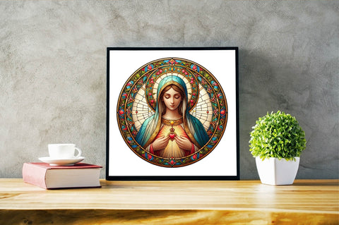 Mother Mary Stained Glass PNG Sublimation Clipart Sublimation SVGArt 