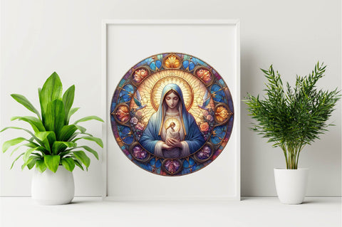 Mother Mary Stained Glass PNG Sublimation Clipart Sublimation SVGArt 