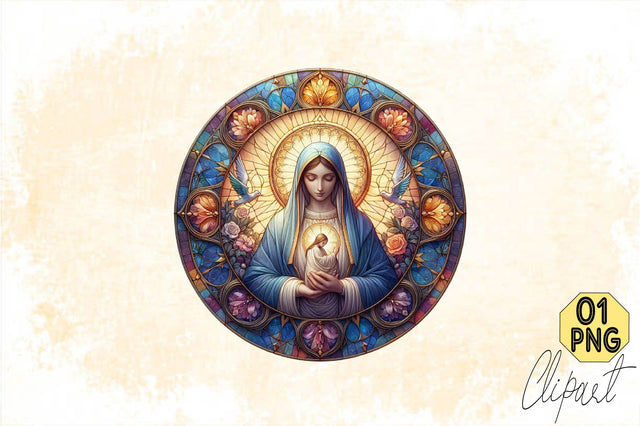 Mother Mary Stained Glass PNG Sublimation Clipart Sublimation SVGArt 