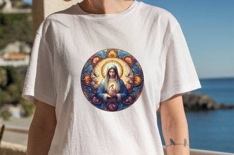 Mother Mary Stained Glass PNG Sublimation Clipart Sublimation SVGArt 