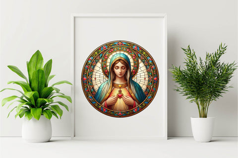 Mother Mary Stained Glass PNG Sublimation Clipart Sublimation SVGArt 