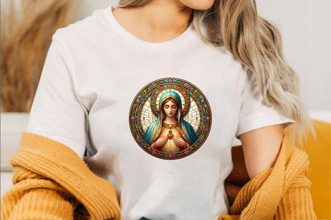 Mother Mary Stained Glass PNG Sublimation Clipart Sublimation SVGArt 