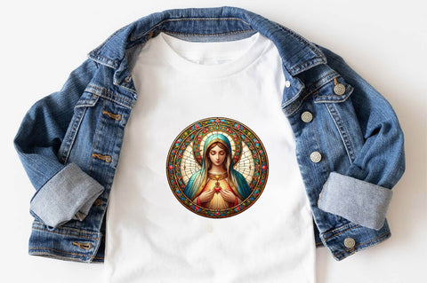Mother Mary Stained Glass PNG Sublimation Clipart Sublimation SVGArt 