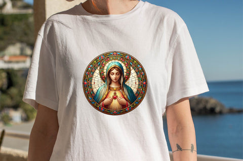 Mother Mary Stained Glass PNG Sublimation Clipart Sublimation SVGArt 