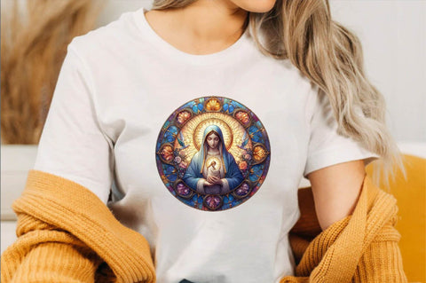 Mother Mary Stained Glass PNG Sublimation Clipart Sublimation SVGArt 