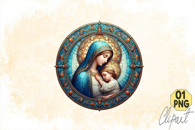 Mother Mary Stained Glass Sublimation Clipart Sublimation SVGArt 