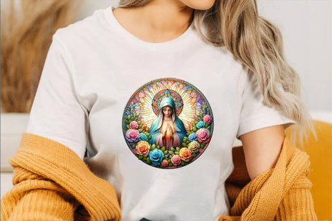 Mother Mary Stained Glass Sublimation Clipart Sublimation SVGArt 