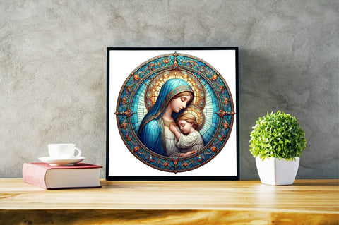 Mother Mary Stained Glass Sublimation Clipart Sublimation SVGArt 