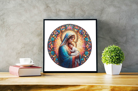 Mother Mary Stained Glass Sublimation Clipart Sublimation SVGArt 