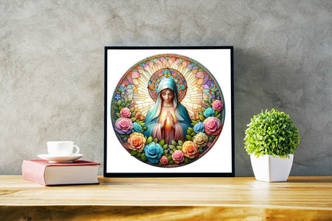 Mother Mary Stained Glass Sublimation Clipart Sublimation SVGArt 