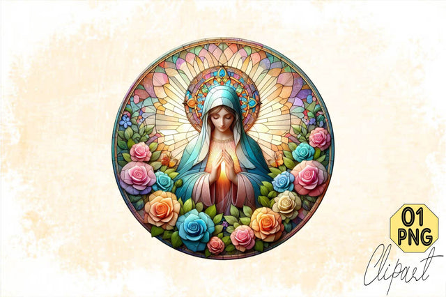 Mother Mary Stained Glass Sublimation Clipart Sublimation SVGArt 