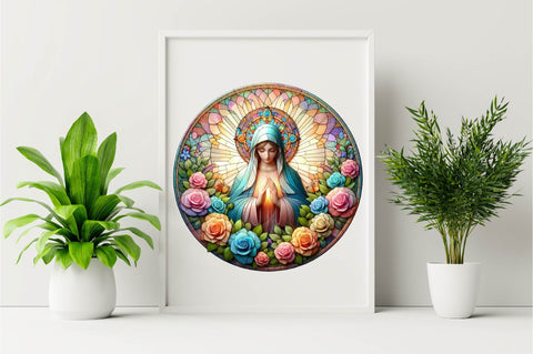 Mother Mary Stained Glass Sublimation Clipart Sublimation SVGArt 
