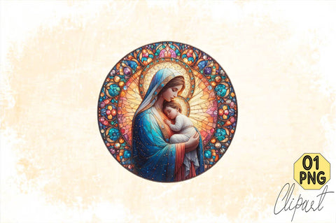 Mother Mary Stained Glass Sublimation Clipart Sublimation SVGArt 