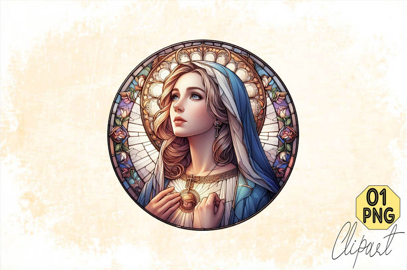 Mother Mary Stained Glass Sublimation SVGArt 