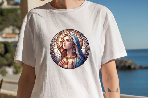 Mother Mary Stained Glass Sublimation SVGArt 