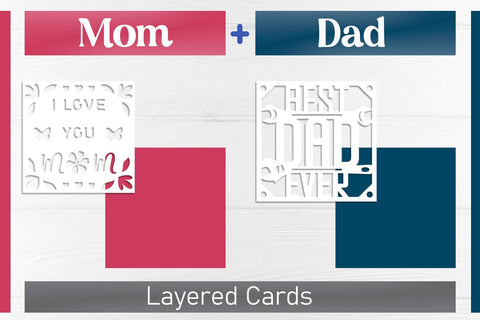 Mothers and Fathers day card set, 3d layered papercut svg 3D Paper AnastasiyaArtDesign 
