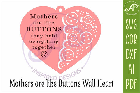 Mothers Are Like Buttons SVG, Mother’s Day Laser Cut Heart SVG APInspireddesigns 