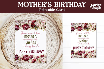 Mother's Birthday Printable Card Sublimation Carla C Designs 