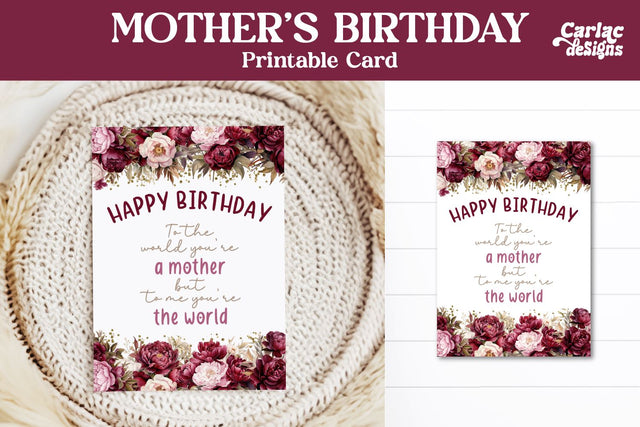 Mother's Birthday Printable Card Sublimation Carla C Designs 