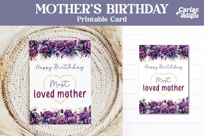 Mother's Birthday Printable Card Sublimation Carla C Designs 