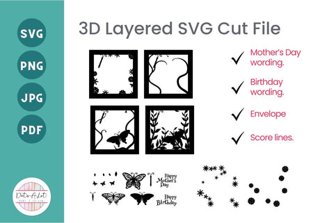 Mother's Day and Birthday Card SVG 3D Paper Dots-A-Lot 