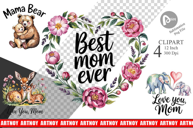 Mother’s Day Animal Clipart Sublimation artnoy 