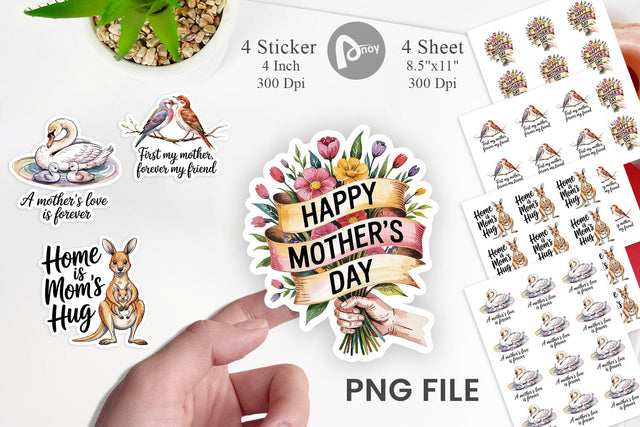 Mother’s Day Animal Sticker Sublimation artnoy 