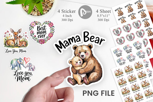 Mother’s Day Animal Sticker Sublimation artnoy 