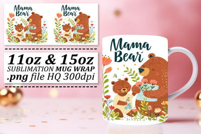 Mother's Day Bear Love Mug Wrap Sublimation afrosvg 