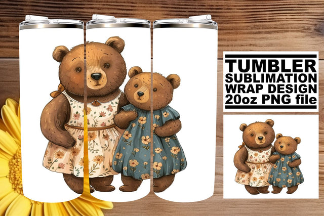 Mother's Day Blissful Mama Bear Tumbler Art with Heartwarming Design Sublimation afrosvg 