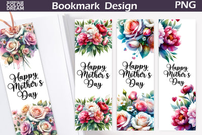 Mother's Day Bookmark | Happy Mothers Day Bookmark Printable Sublimation WatercolorColorDream 