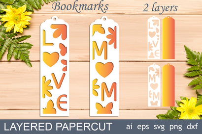 Mothers day bookmark svg, Mom layered papercut, Love bookmark SVG AnastasiyaArtDesign 