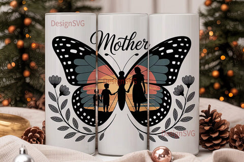 Mother's Day Butterfly 20oz Tumbler Wrap Sublimation DesignSVG 