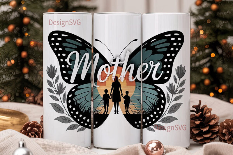 Mother's Day Butterfly 20oz Tumbler Wrap Sublimation DesignSVG 