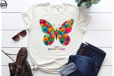 Mother's Day Butterfly Flowery Wings Clipart Printable File Sublimation Creativedesigntee 