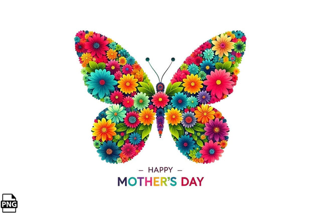 Mother's Day Butterfly Flowery Wings Clipart Printable File Sublimation Creativedesigntee 