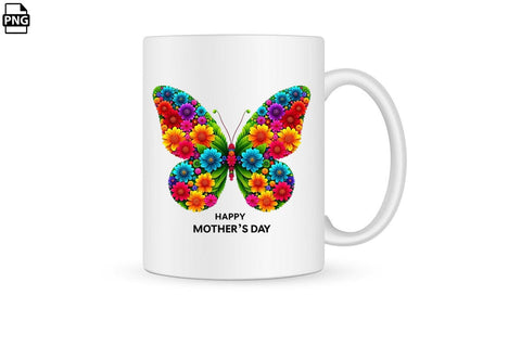 Mother's Day Butterfly Flowery Wings PNG Clipart Printable File Sublimation Creativedesigntee 