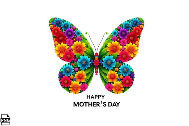 Mother's Day Butterfly Flowery Wings PNG Clipart Printable File Sublimation Creativedesigntee 