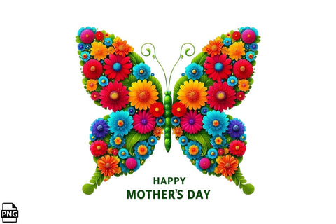 Mother's Day Butterfly Flowery Wings PNG Printable File Sublimation Creativedesigntee 